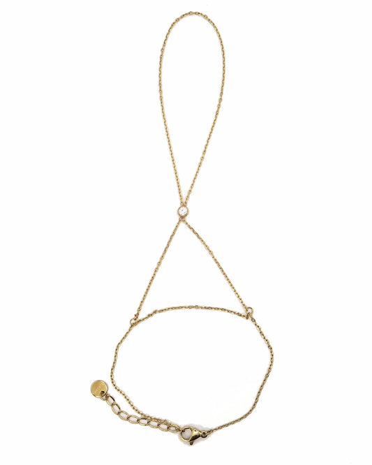 SANNI - Zierliche X-Design Handkette mit Zirkon