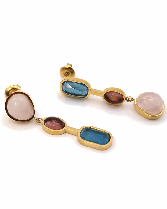 AMAYA - Geometrische Edelstahl Ohrringe mit Naturstein