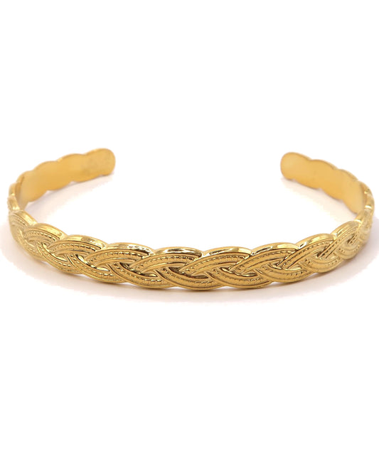 PHILOMENA - Geflochtener Goldener Edelstahl Armreif
