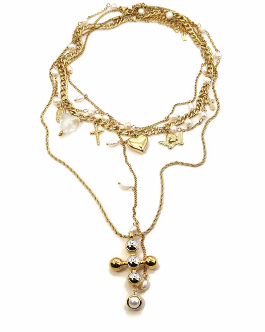 ARUSHA - Goldenes Halsketten Layering Set