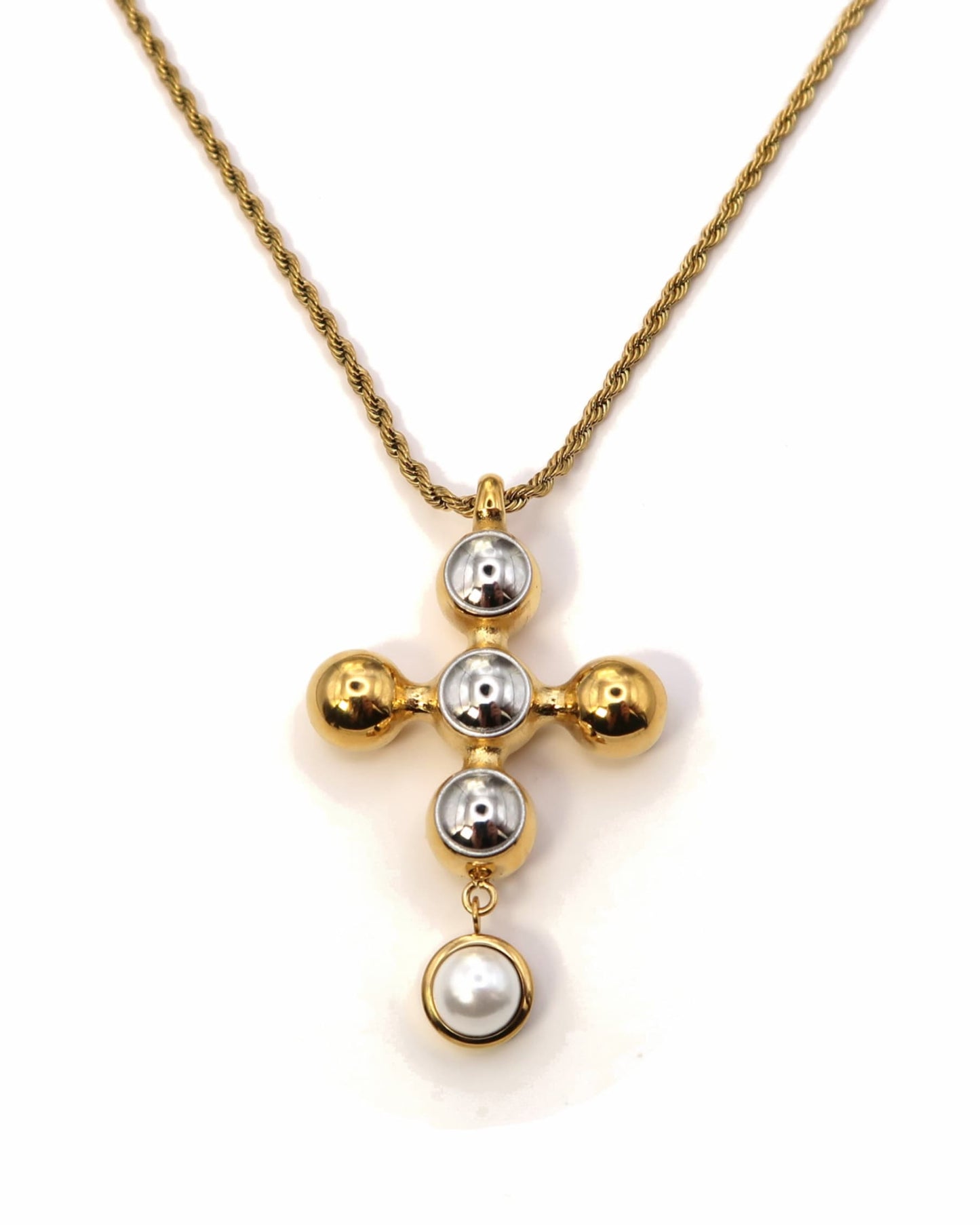 ELITA - Mixed Metal Statement Kreuz Halskette