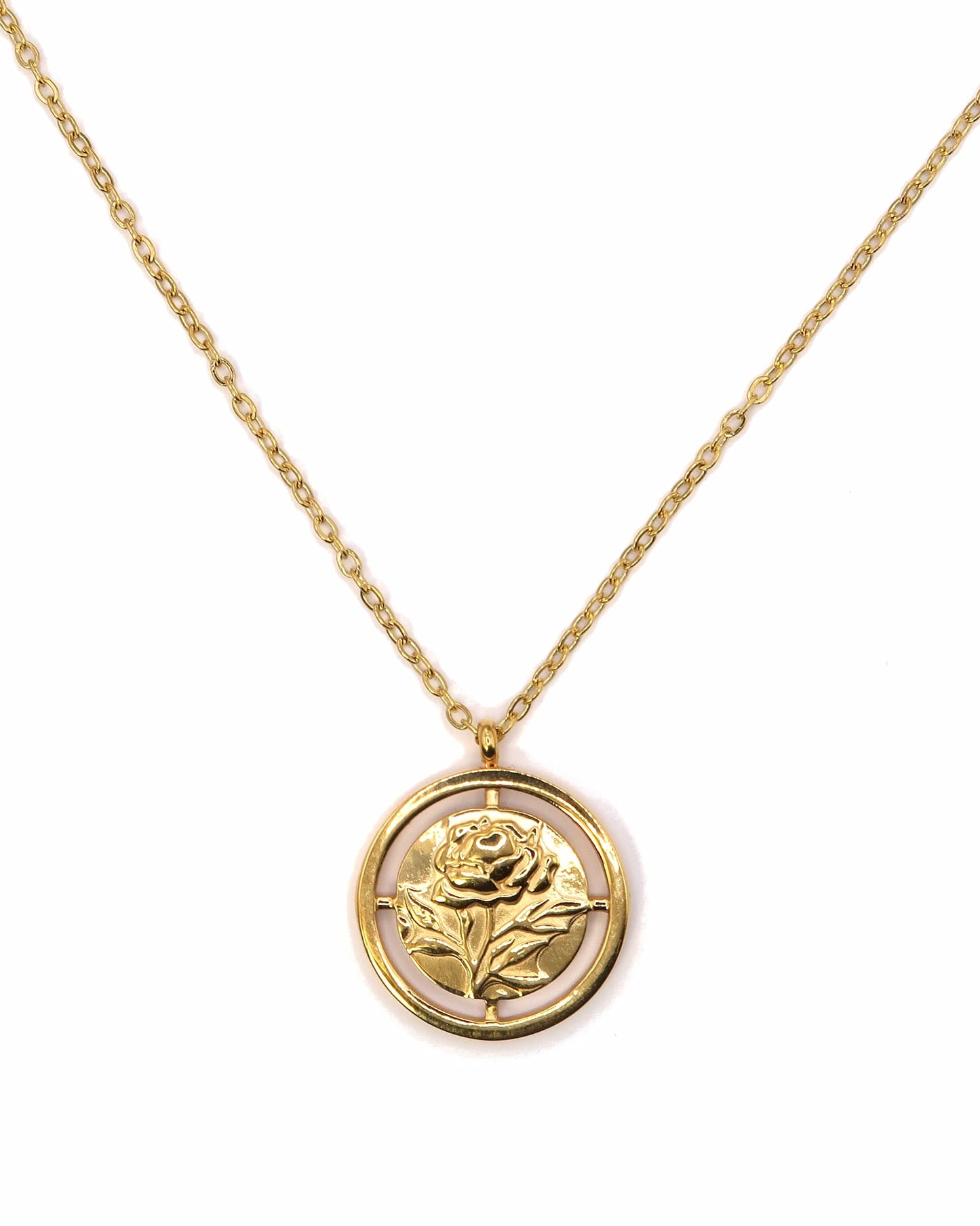 AMARA - Goldene Halskette mit Rosen Anhänger