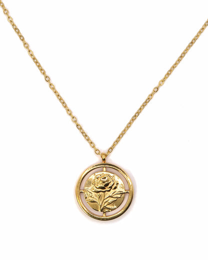 AMARA - Goldene Halskette mit Rosen Anhänger