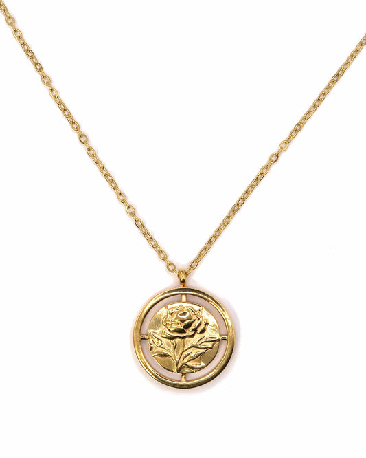 AMARA - Goldene Halskette mit Rosen Anhänger