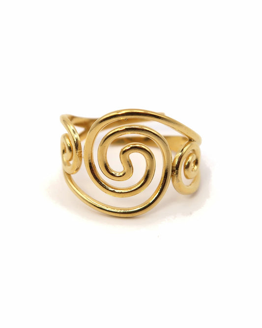 KIRSHA - Goldener Edelstahl Spiral Ring