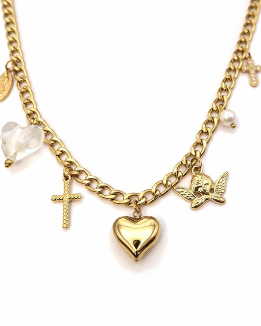Eden - Goldene Edelstahl Charm Halskette