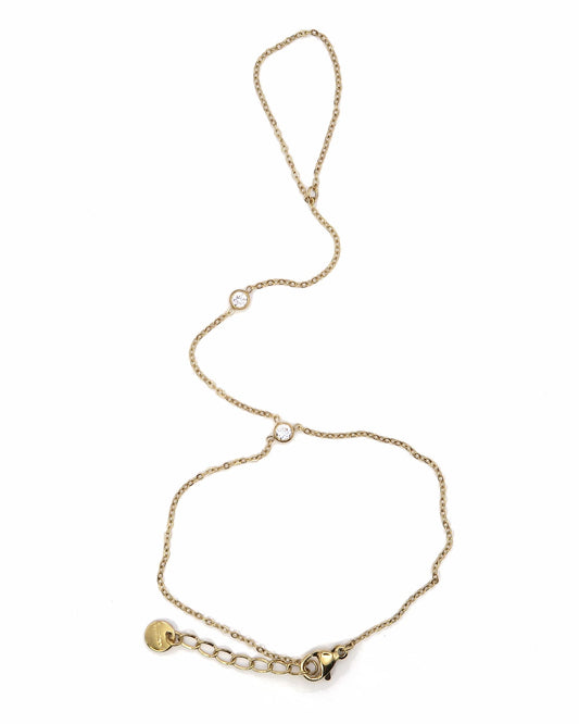 OANA - Minimalistische Edelstahl Handkette mit Zirkonen