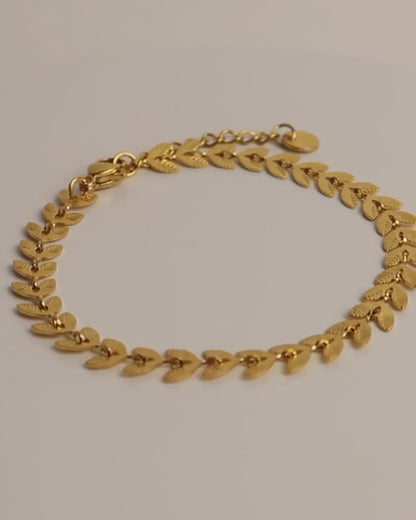 LIVIA - Edelstahl Lorbeerkranz Blatt Armband