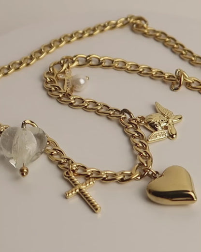 Eden - Goldene Edelstahl Charm Halskette