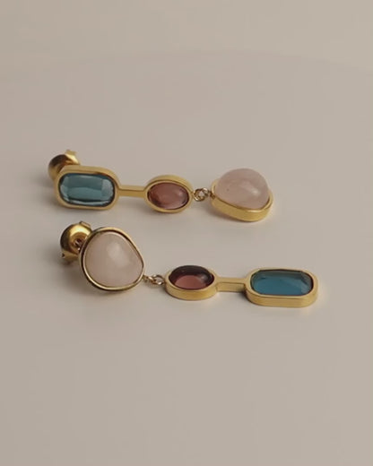 AMAYA - Geometrische Edelstahl Ohrringe mit Naturstein