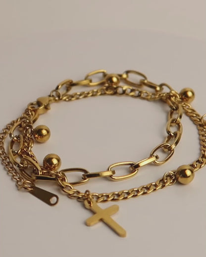 ROCIO - Edelstahl Kreuz Doppelarmband