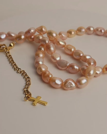 LANA - Unregelmäßige Orange Süßwasserperlenkette