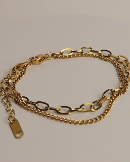 MALYA - Goldenes Edelstahl Doppelarmband