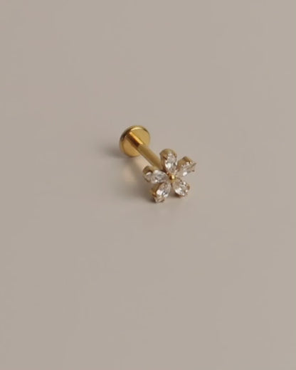 ARA - Titan Helix Piercing mit Zirkon Blume und Innengewinde