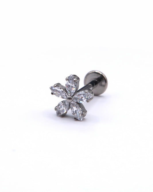 ARA - Titan Helix Piercing mit Zirkon Blume und Innengewinde