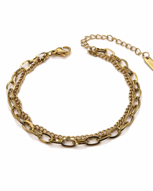 MALYA - Goldenes Edelstahl Doppelarmband