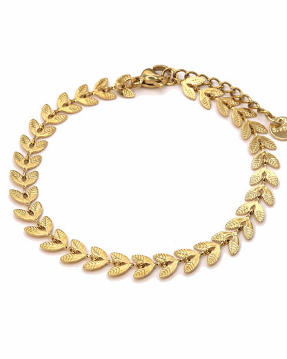 LIVIA - Edelstahl Lorbeerkranz Blatt Armband