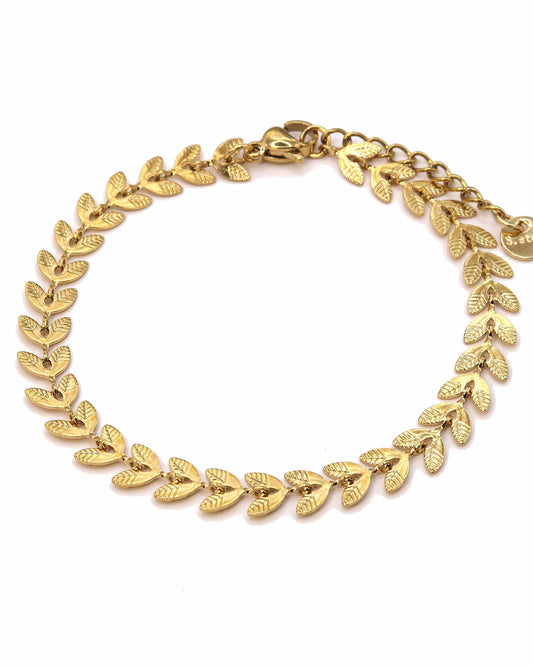 LIVIA - Edelstahl Lorbeerkranz Blatt Armband