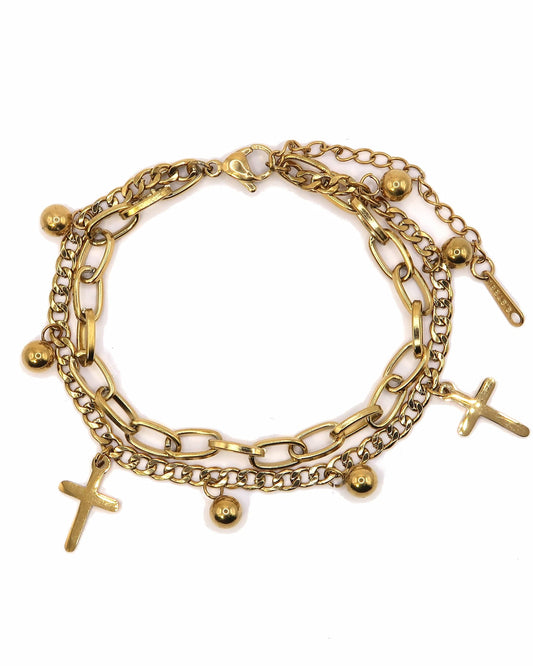 ROCIO - Edelstahl Kreuz Doppelarmband